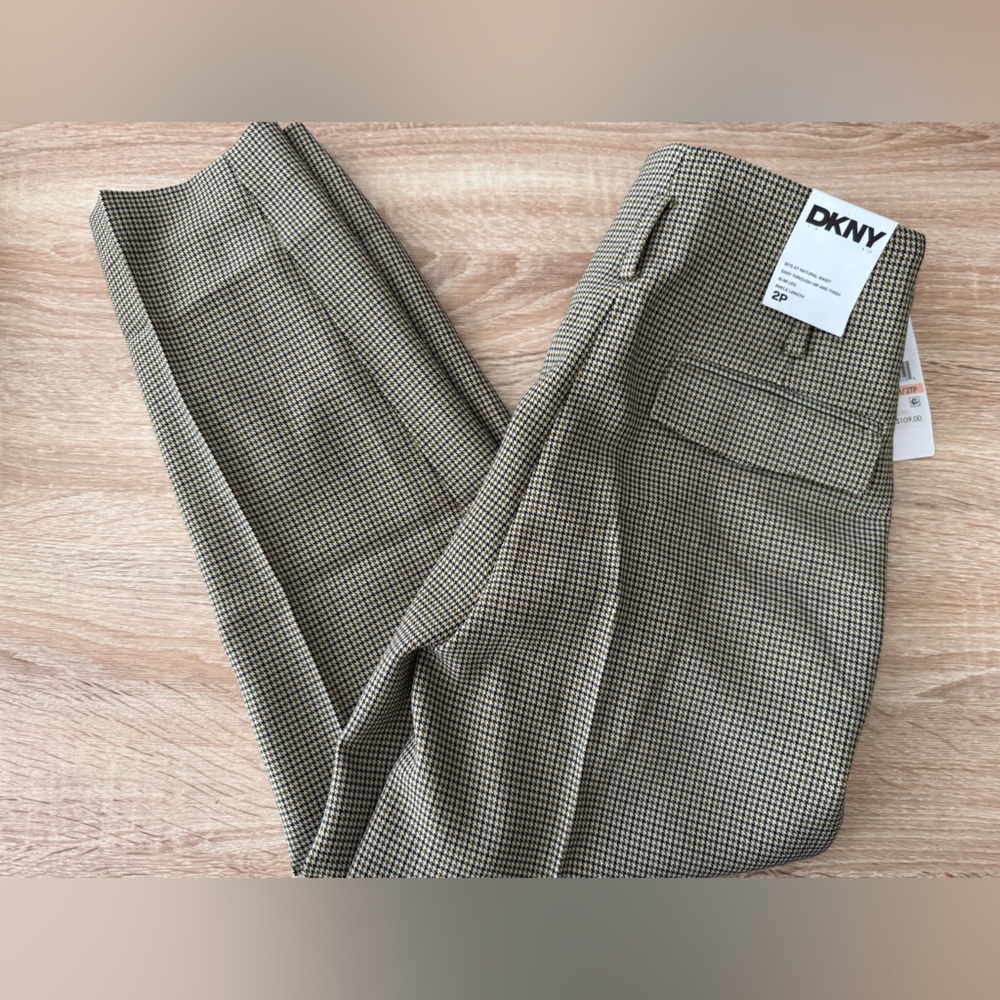 DKNY Checkered Pattern Pants in Black and Tan